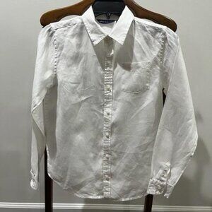 Janie and Jack White Linen Long Sleeve Button Down Shirt Boys 12